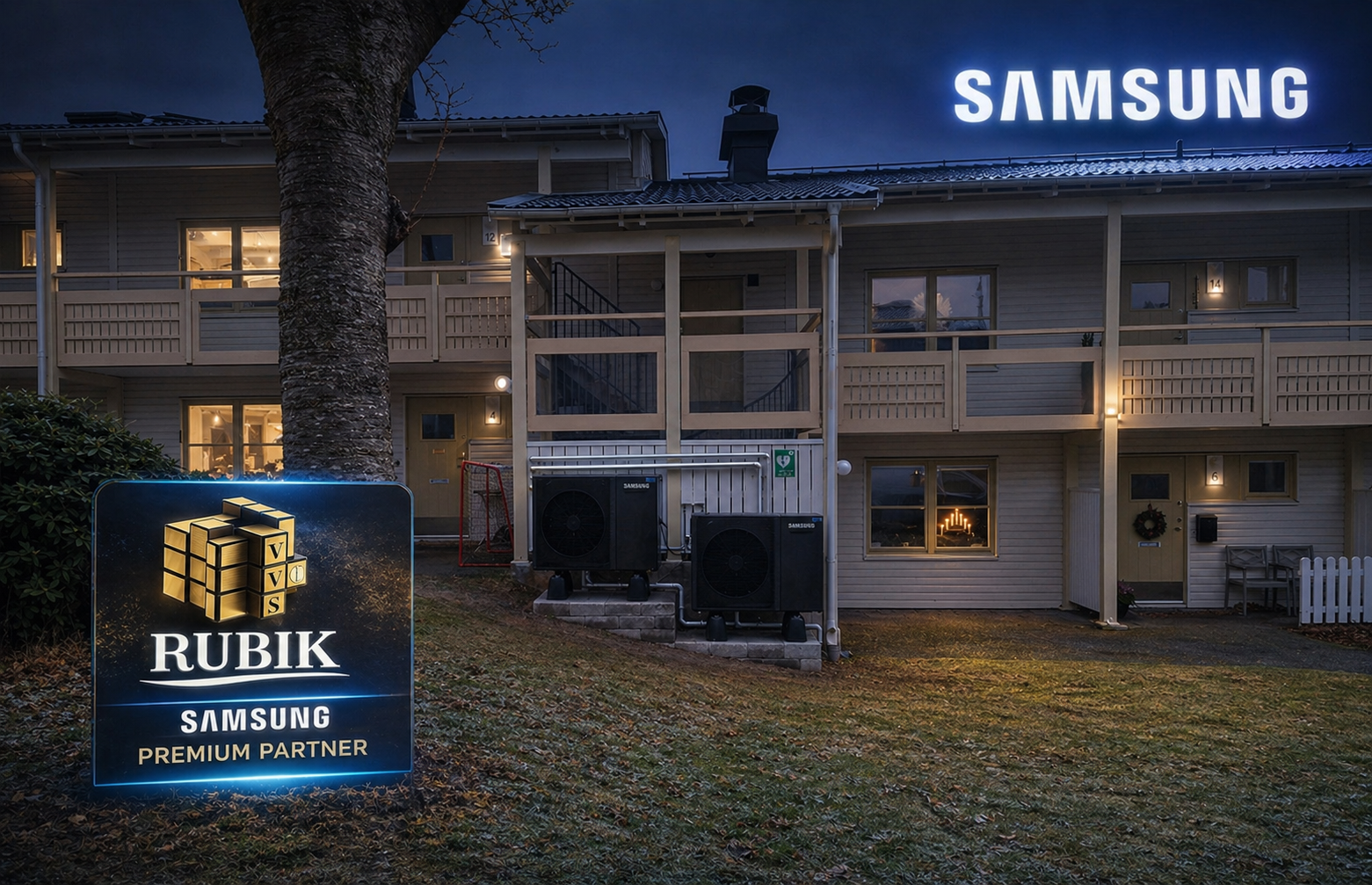 Installation av Samsung EHS värmepumpar i bostadsområde i Göteborg