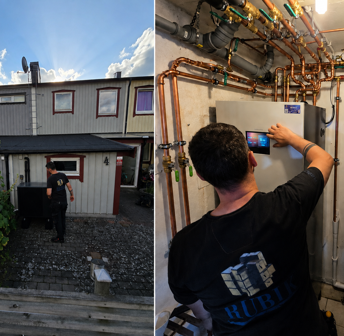 Samsung EHS Mono R290 och ClimateHub AI Home installerade av Rubik VVS