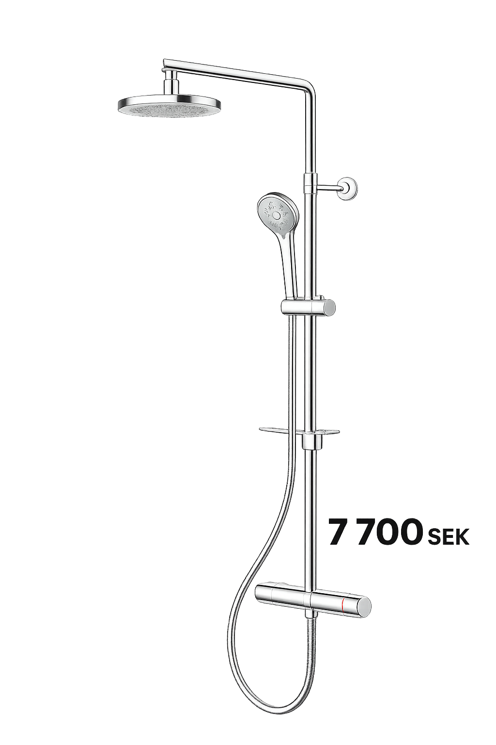 Modern Takdusch i Krom – Komplett Duschpaket med Termostat, 